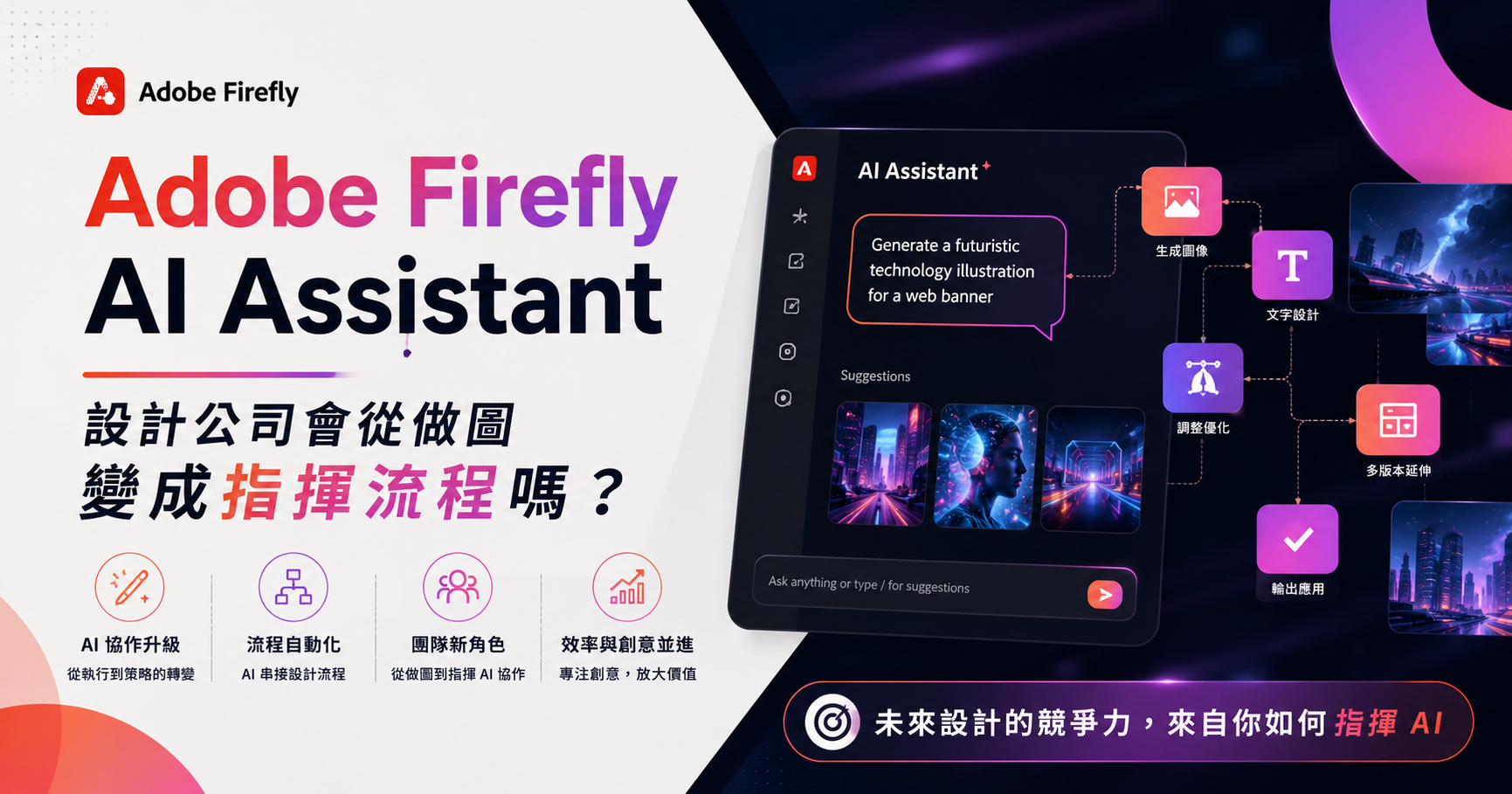 Adobe Firefly AI Assistant：設計公司會從做圖變成指揮流程嗎？